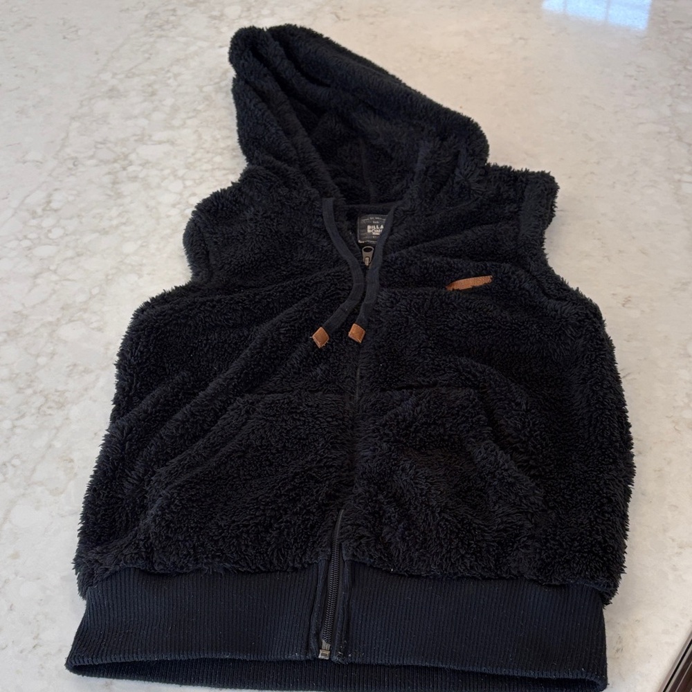 Billabong black Fuzzy Hooded Vest